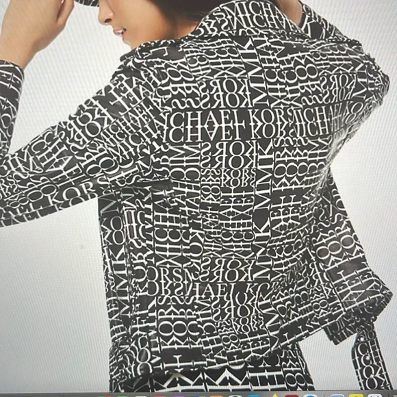 Michael Kors newsprint logo leather Moto jacket